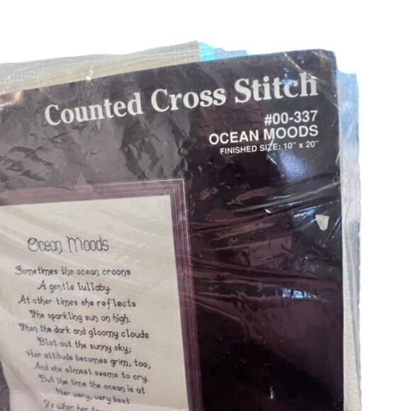 🛍️2 for $25 Sale🛍️ OCEAN MOODS POEM Cross Stitch Kit VTG 10 x 20” Coastal 1988 - Picture 3 of 5